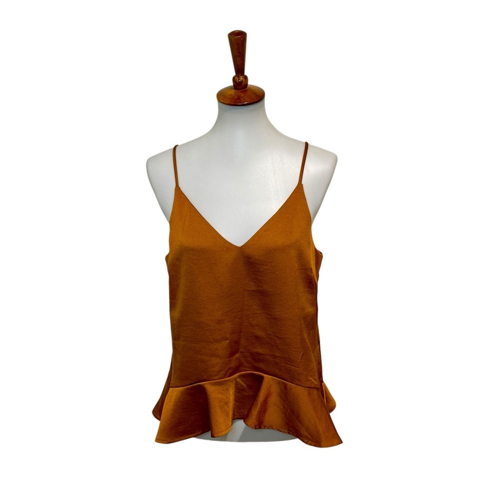 Lumiere Spaghetti Strap Tank Top Ruffled Rust Size Small